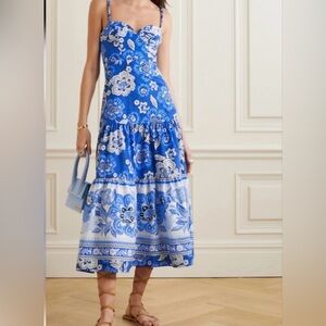 FARM Rio Blue and White Floral Midi Dress